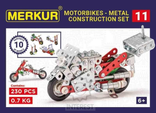 MERKUR - Stavebnice Merkur 011 Motocykl, 230 dílů, 10 modelů.