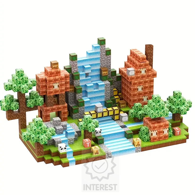 Magnetická sada kostek Minecraft 100ks + 3 figurky.