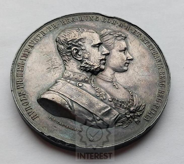 Svatební Medaile 1881 - Korunní Princ Rudolf a Stefanie. Ag