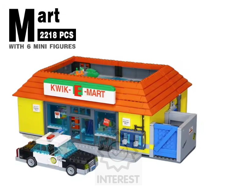 Stavebnice - Simpsons - Kwik-E-Mart 2218 dílků + 6 figurek. REPLIKA.