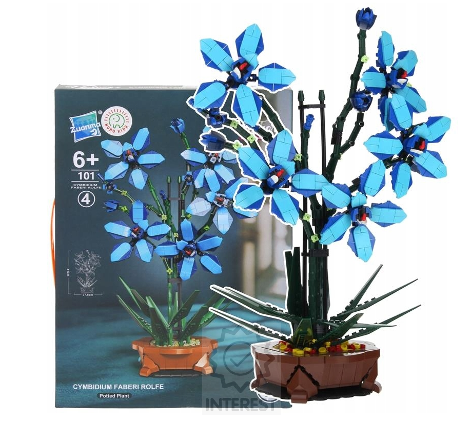 Stavebnice - Orchidej v květináči 1097 dílků.