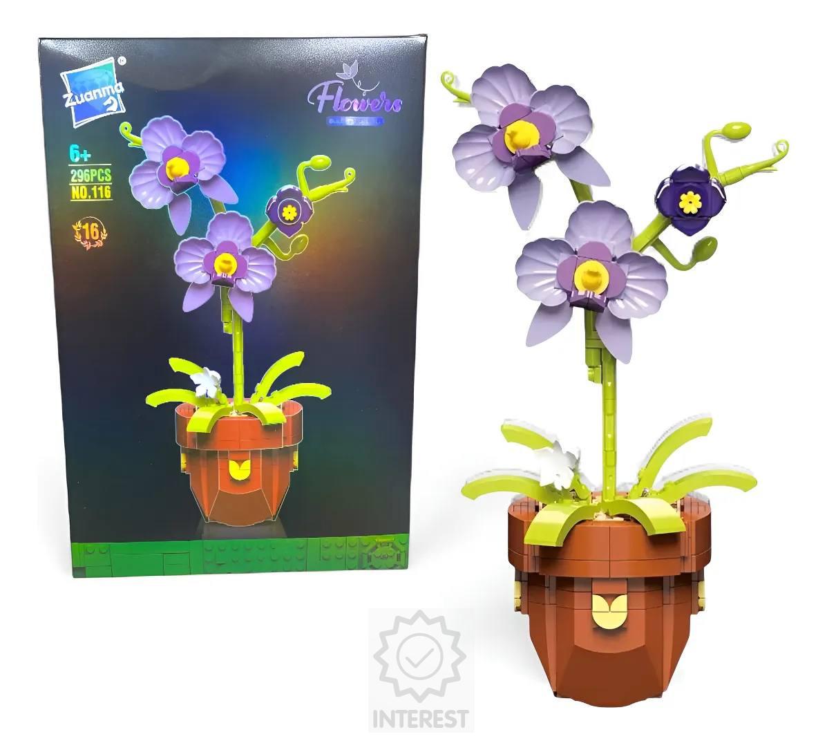 Stavebnice - Kytice orchidej v květináči 296 dílků.