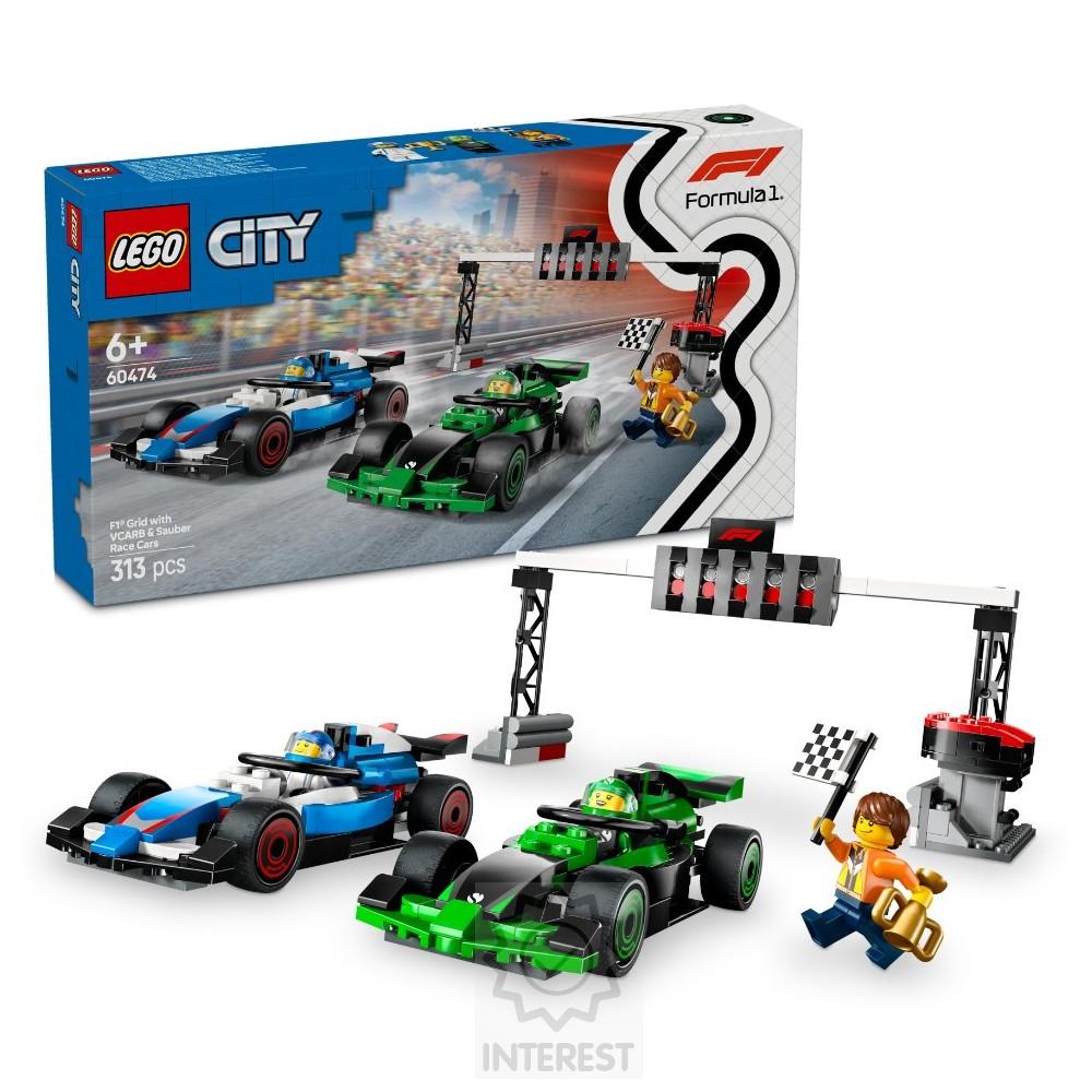 LEGO City 60474 Padok F1 s formulemi VCARB a Sauber.