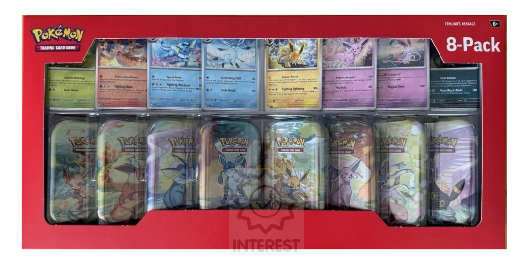 Pokemon TCG : Prismatic Evolutions -  8 mini plechovek + 8 karet.