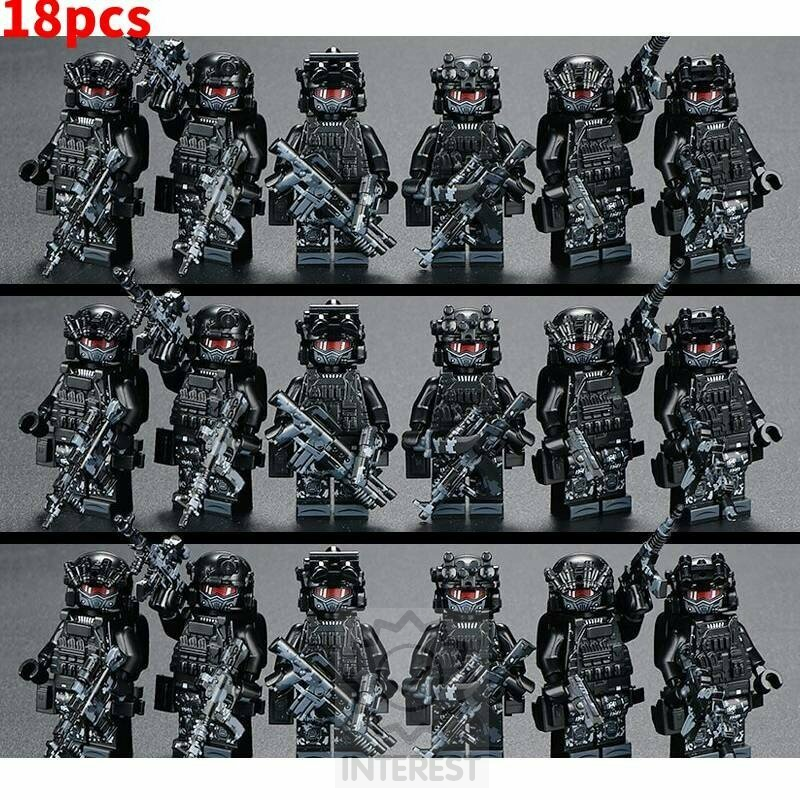Velká sada 18 kusů figurek speciální jednotka SWAT + doplňky k legu.
