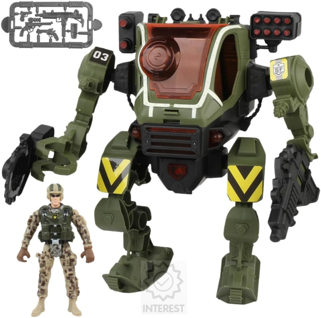 Robot bojový mecha vojenský s efekty A zvuky set 26 cm.