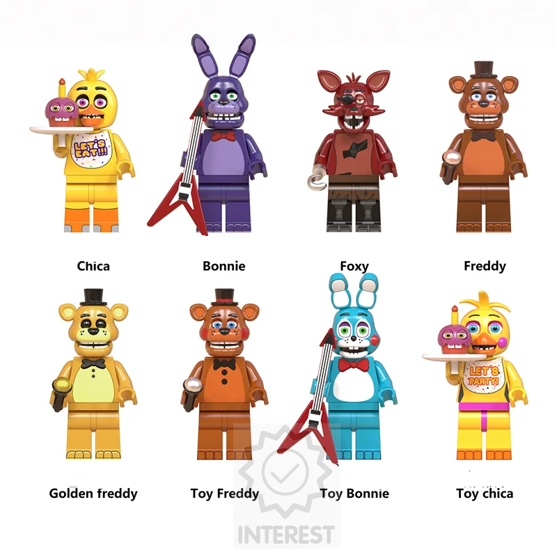 Sada 8 figurek FNAF Five Nights at Freddy's - pro lego.