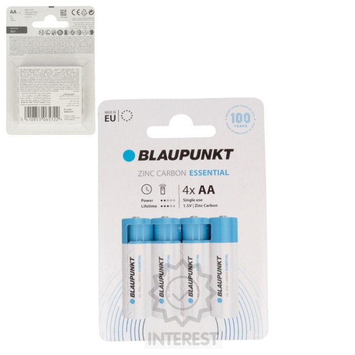 Baterie Blaupunkt Zinkouhlíkové Essential AA R6 1,5V 4 ks.