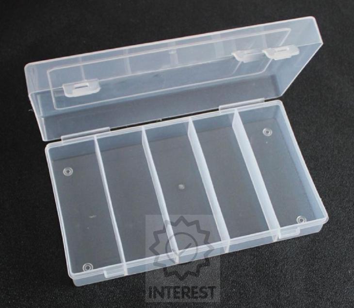 Plastový úložný box s 5 sloty na mince a jiné předměty