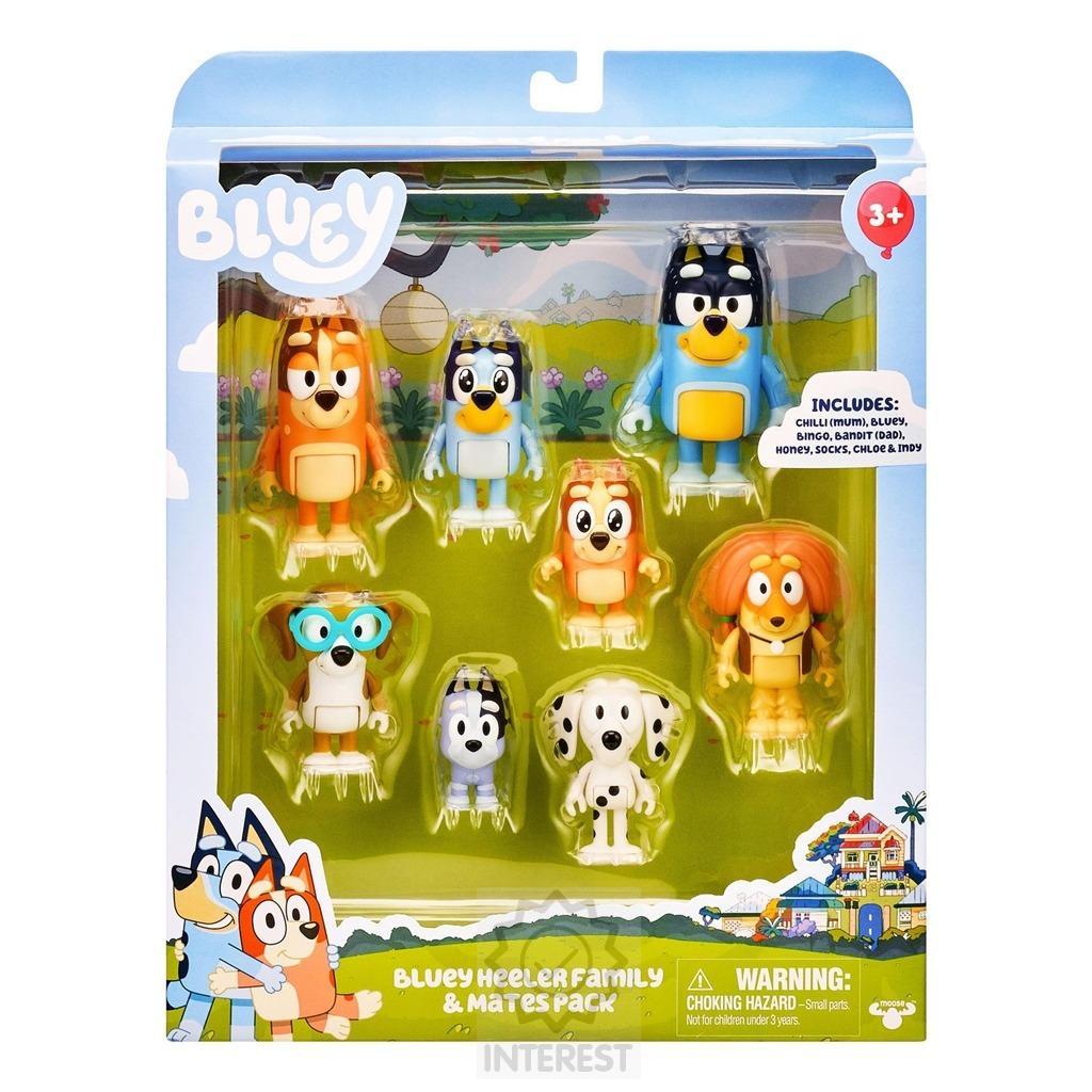 FIGURKY BLUEY 8 FIGURE MULTIPACK - RODINA A PŘÁTELÉ.
