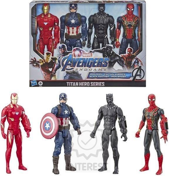 Avengers Sada 4 Figurek 30 cm Černý Panter Iron Man Kapit - (K134307).