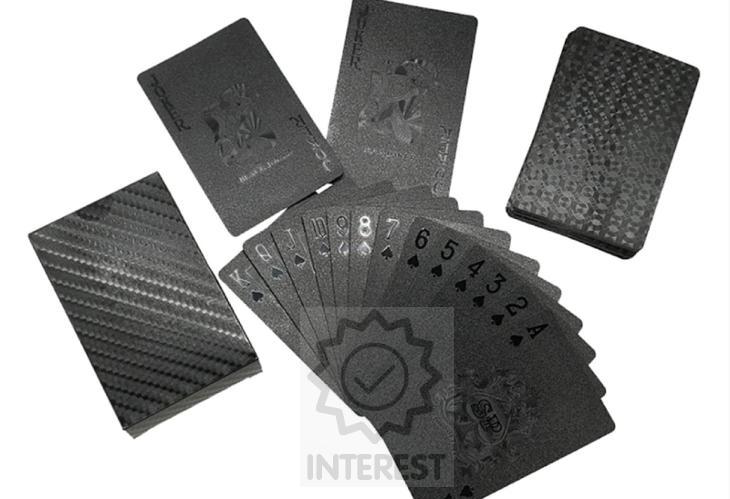 Luxusní černé hrací karty - plastové