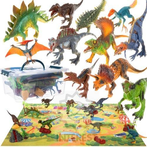 Velký set Dinosauru s příslušenstvím 24 dílů + podložka.