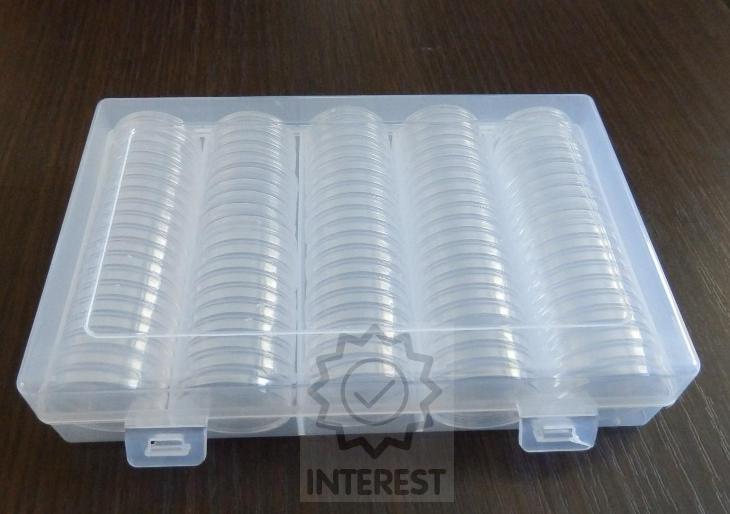 Plastový box se 100 ks kapslí - průměr kapslí 27 mm