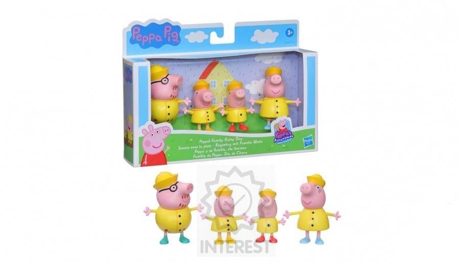 Prasátko Peppa Peppina rodinka sada 4 figurek v pláštěnkách.