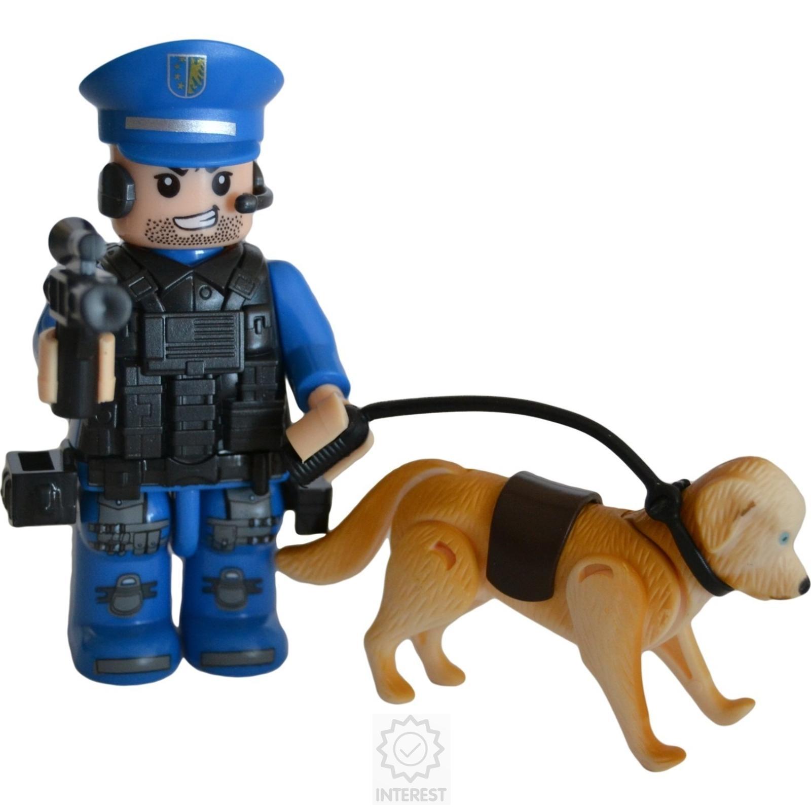 Policejní sada - figurka policajta + pes + příslušenství.