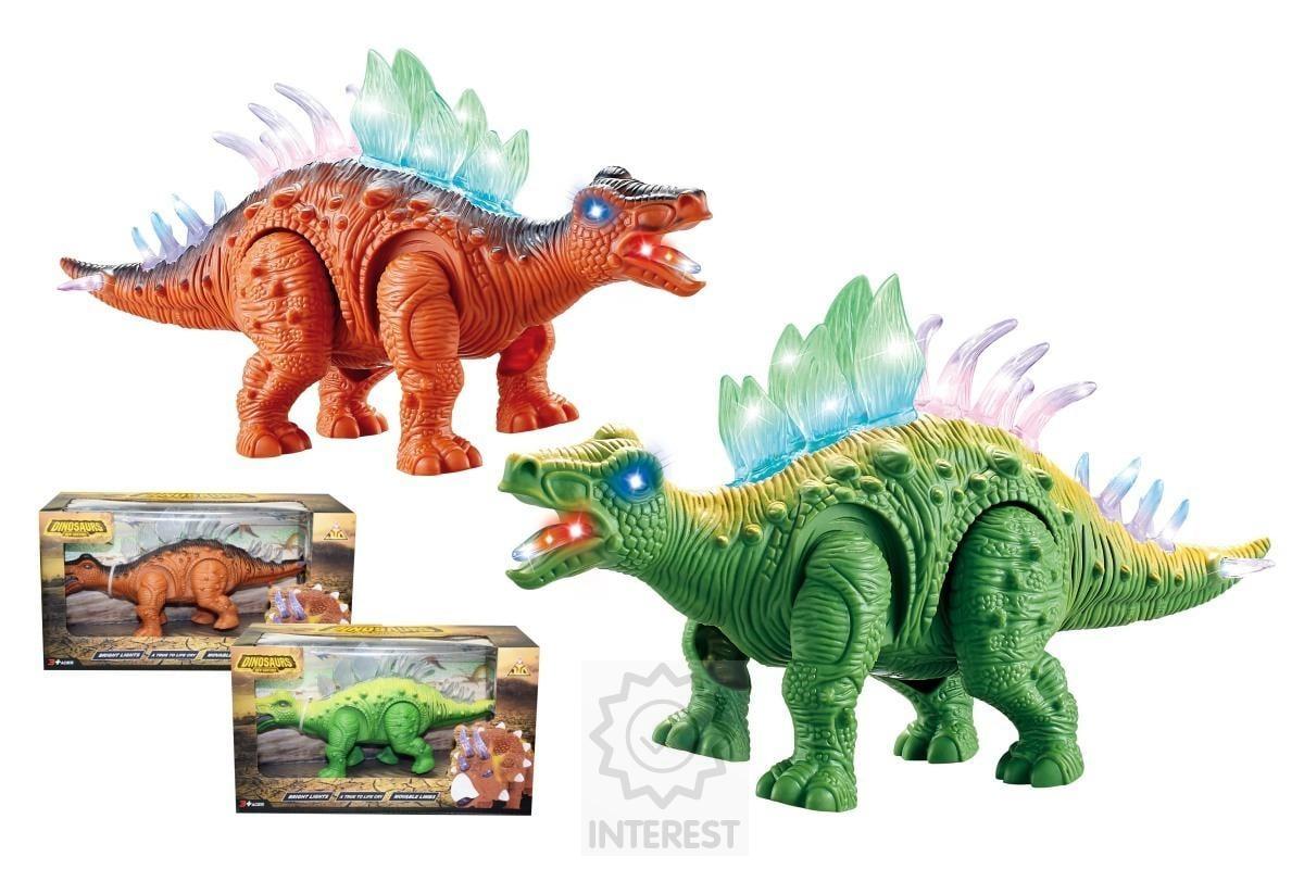 Dinosaurus chodící, světlo, zvuk - zelený - (K134245)