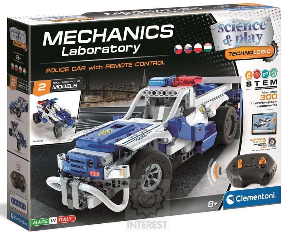 Clementoni Mechanická laboratoř RC Policejní auto 2 modely 300 dílků.