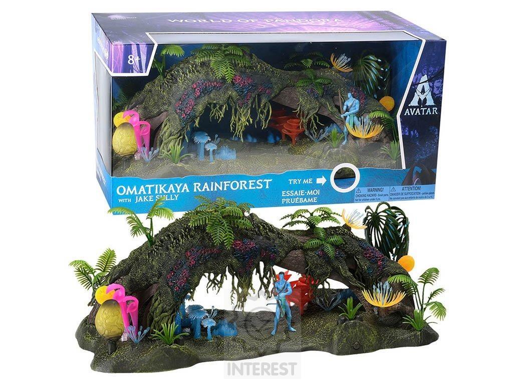 Akční sada Avatar Omatikaya Rainforest a Jake Sully deluxe s LED.