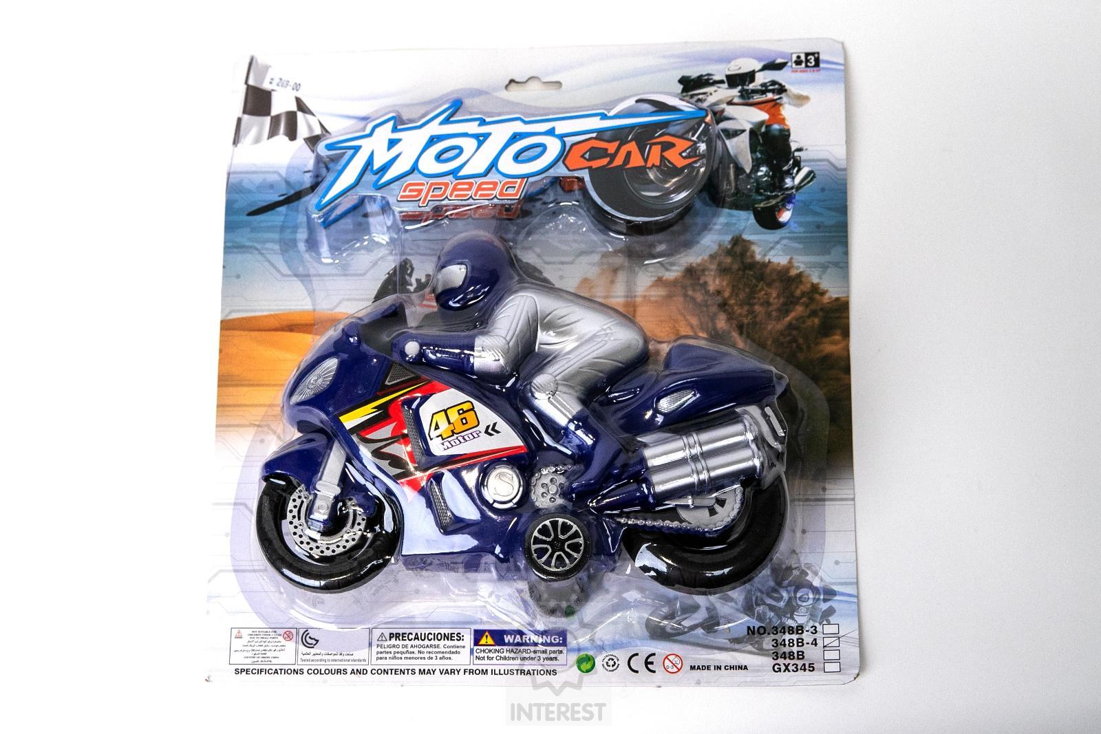 Velká závodní motorka na setrvačník s řidičem 27 cm.