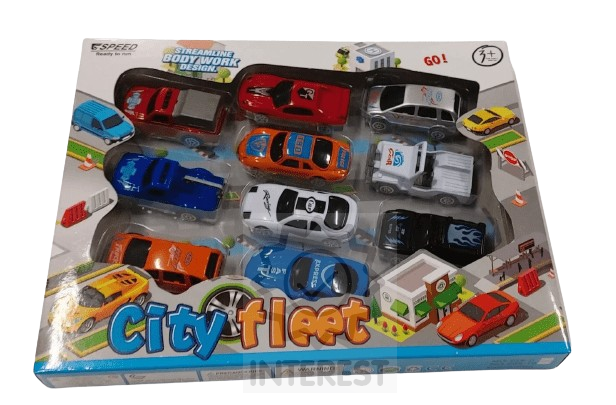 Set 10 kusů kovových autíček CITY FLEET.