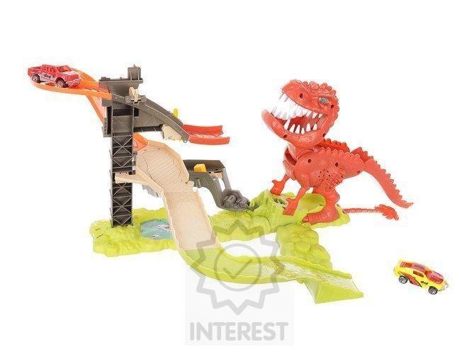 Odpalovací dráha dinosaurů T-REX + 2 auta - (K134392)