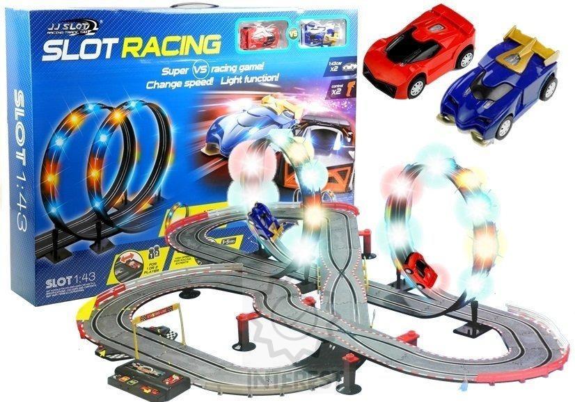 Podsvícená závodní autodráha 1:43 Lampová smyčka + 2 auta - (134311).