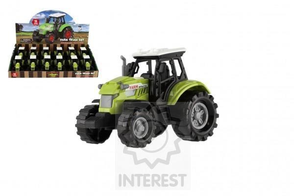 Traktor plast 11cm na baterie na volný chod se světlem a zvukem.