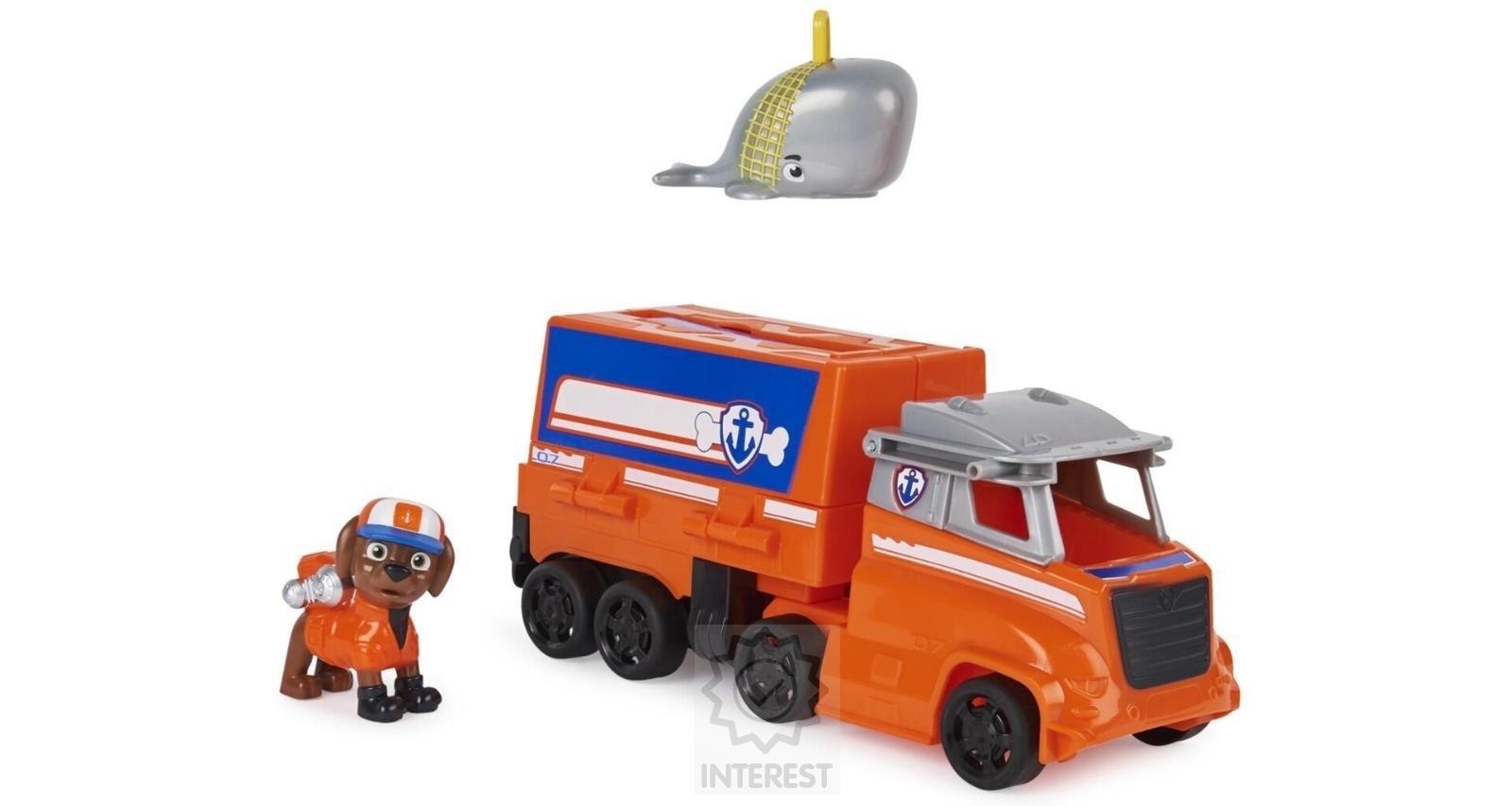 Tlapková Patrola big trucks vozidlo Zuma + figurka Zumy a Velryby.