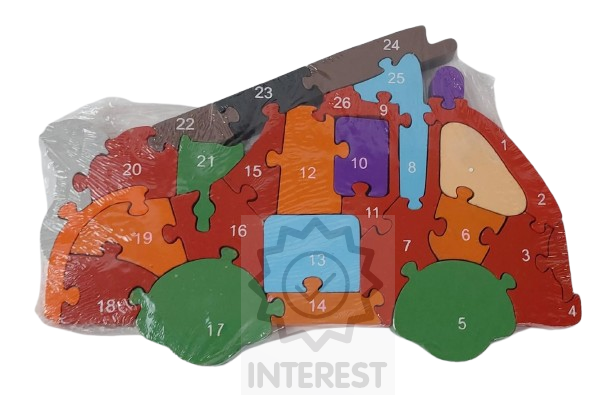 Dětské vzdělávací dřevěné puzzle - Hasiči - číslice a abeceda.