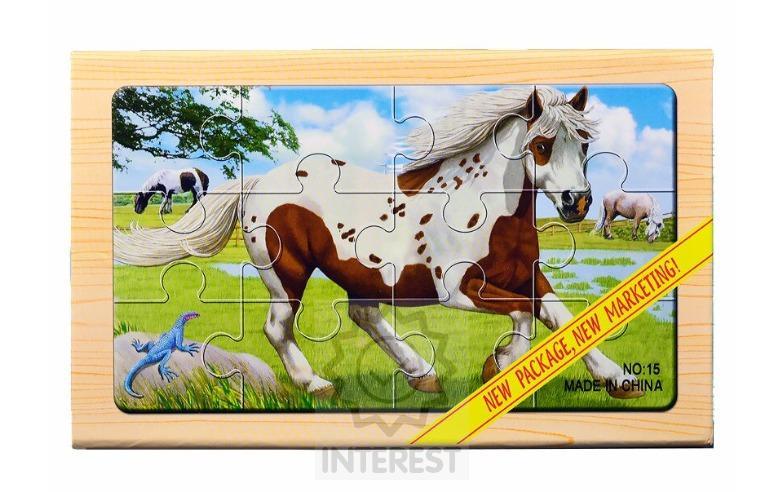 Dřevěné Obrázkové puzzle Domácích Zvířat 4 V 1.