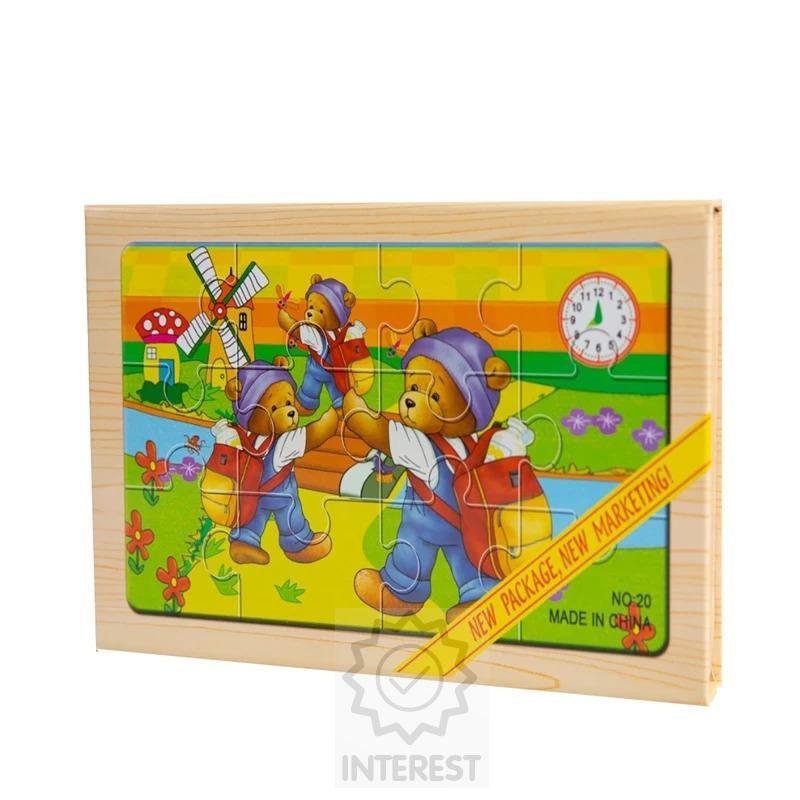 Dřevěné Obrázkové puzzle medvídek a další 4 V 1.