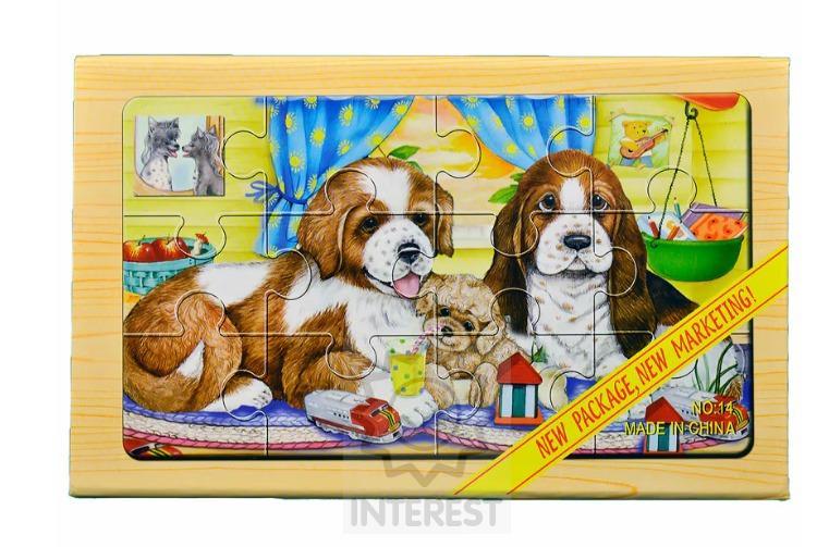 Dřevěné Obrázkové puzzle pejsci a další 4 V 1.