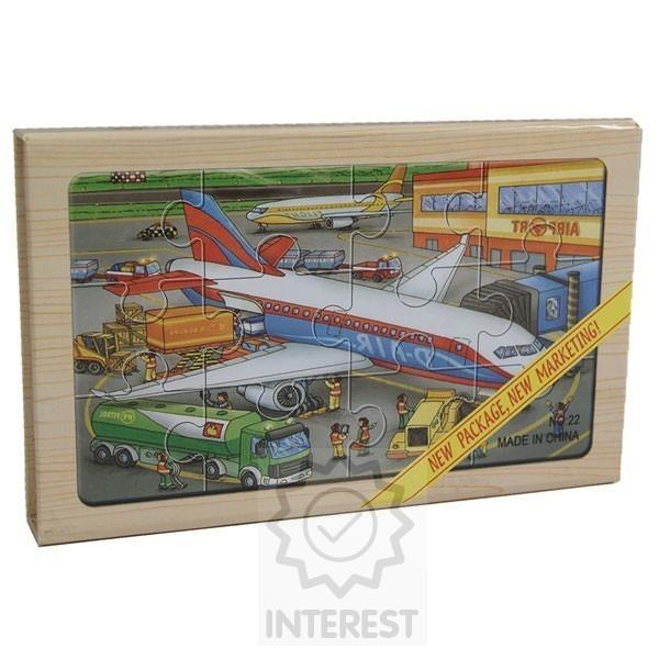 Dřevěné Obrázkové puzzle Letadlo, hasiči a další 4 V 1.