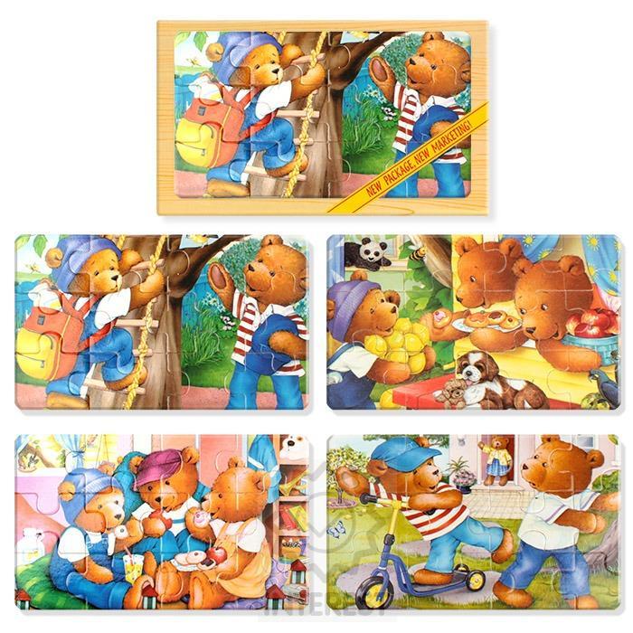 Dřevěné Obrázkové puzzle medvídci 4 V 1.