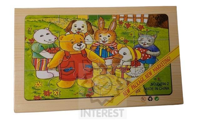 Dřevěné Obrázkové puzzle zviřátka 4 V 1.