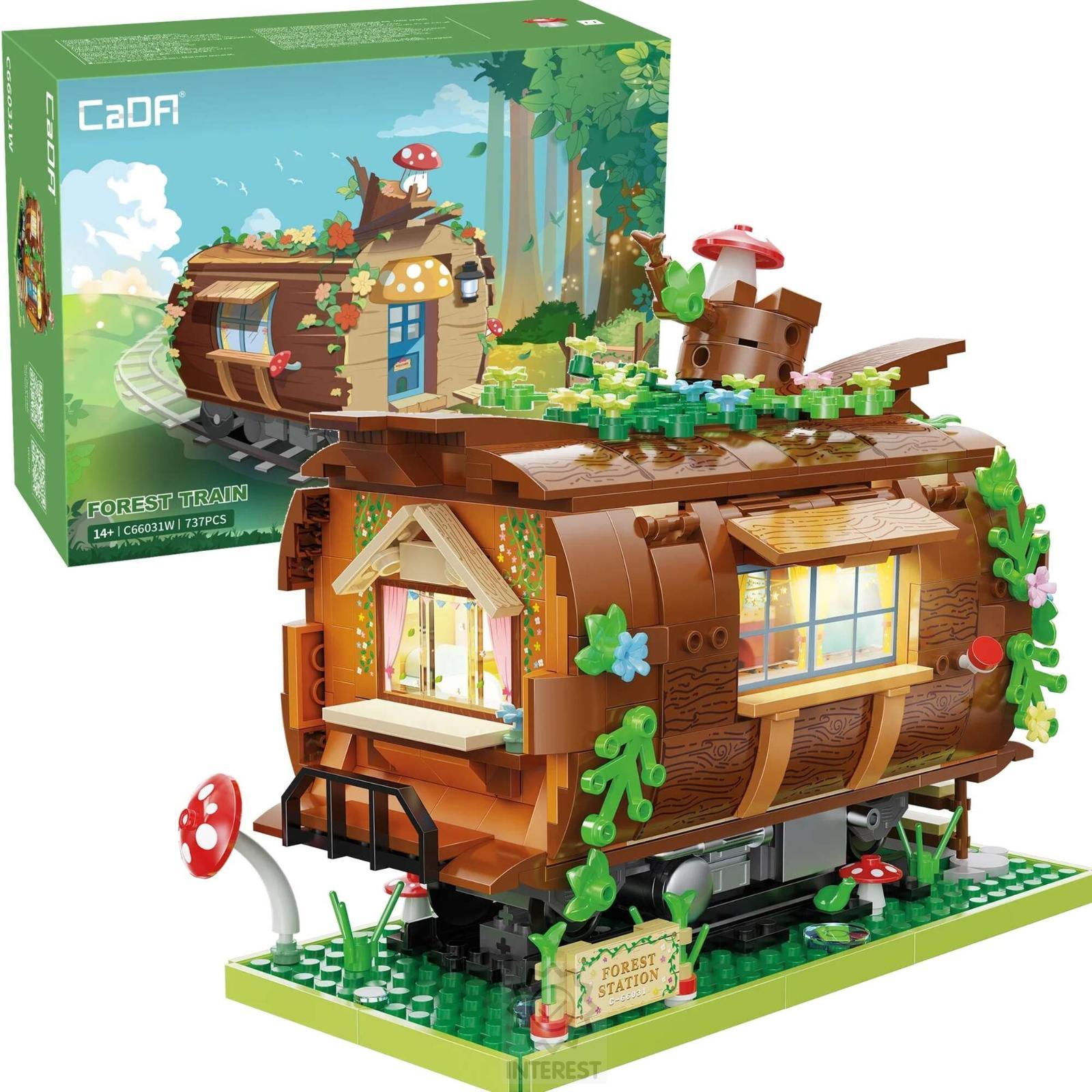 Stavebnice CaDA - Forest Train - Lesní LED světelná stanice 737 prvků.