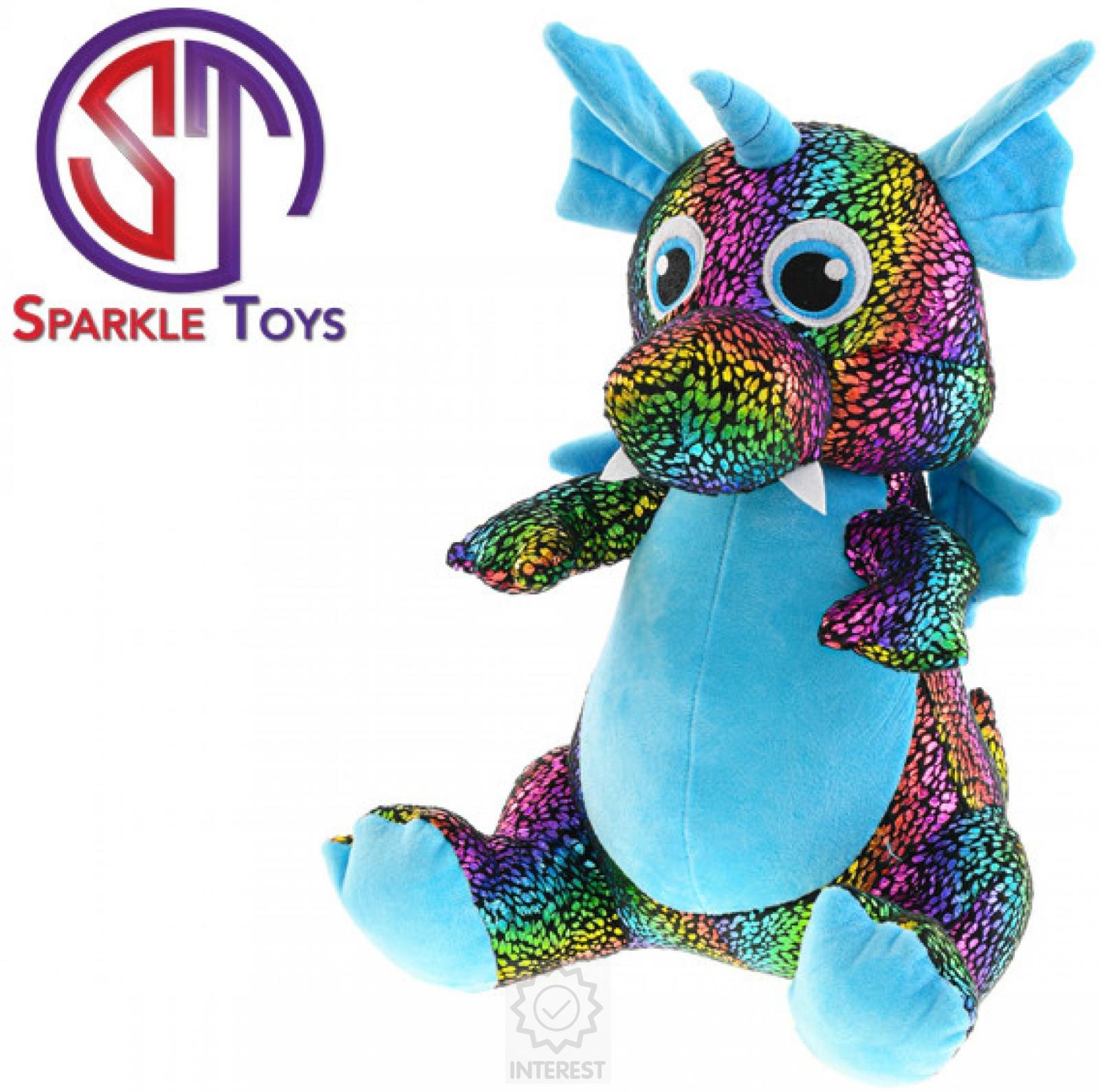 Drak Star Sparkle plyšový modrý 43cm.