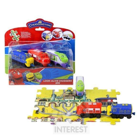 Chuggington - sada vláčků Wilson, Brewster a Koko + puzzle.