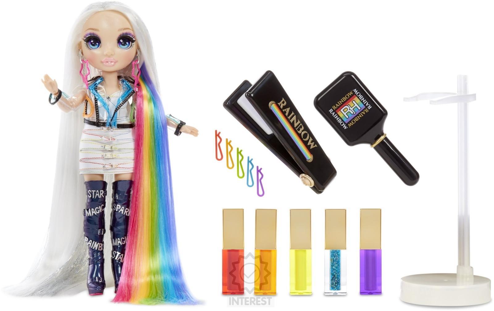 MGA Rainbow High Vlasové studio salón s panenkou Amaya Raine 5v1
