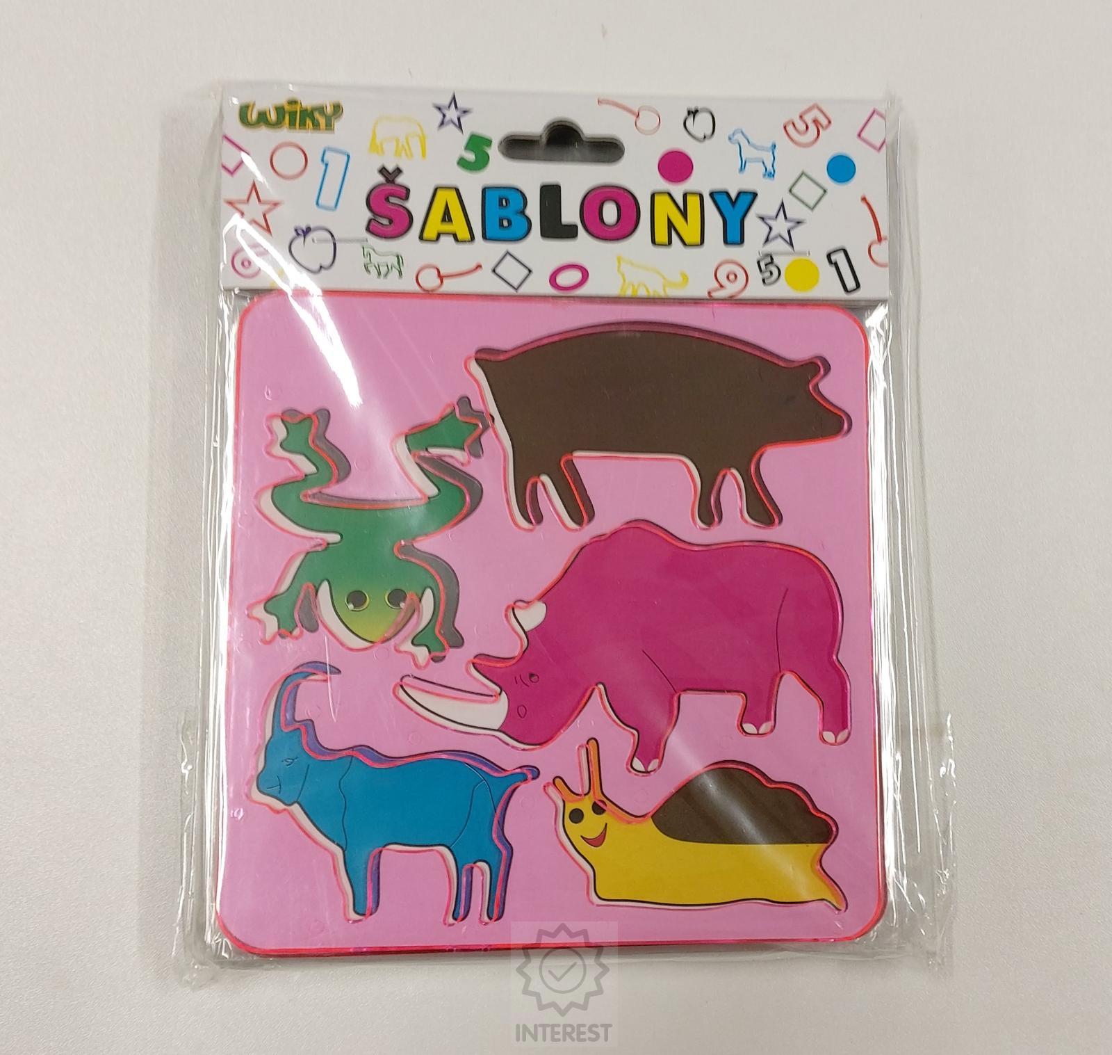 Obkreslovací šablony se zvířátky - 15 x 15 cm - 4 druhy.