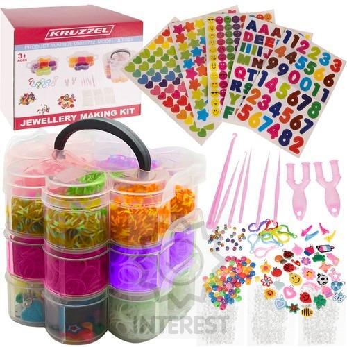 Velká sada DIY na výrobu náramku 3000 gumiček + příslušenství.