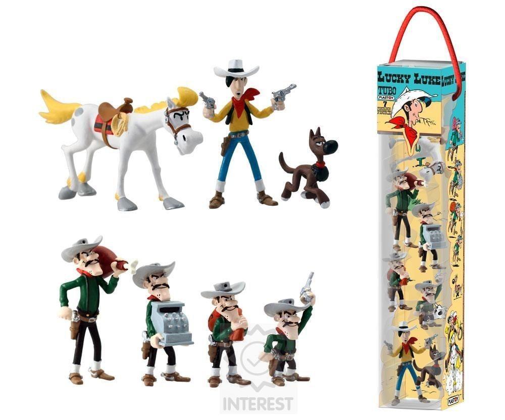 Minifigurky - Lucky Luke, 7 kusů figurek 4-10 cm.