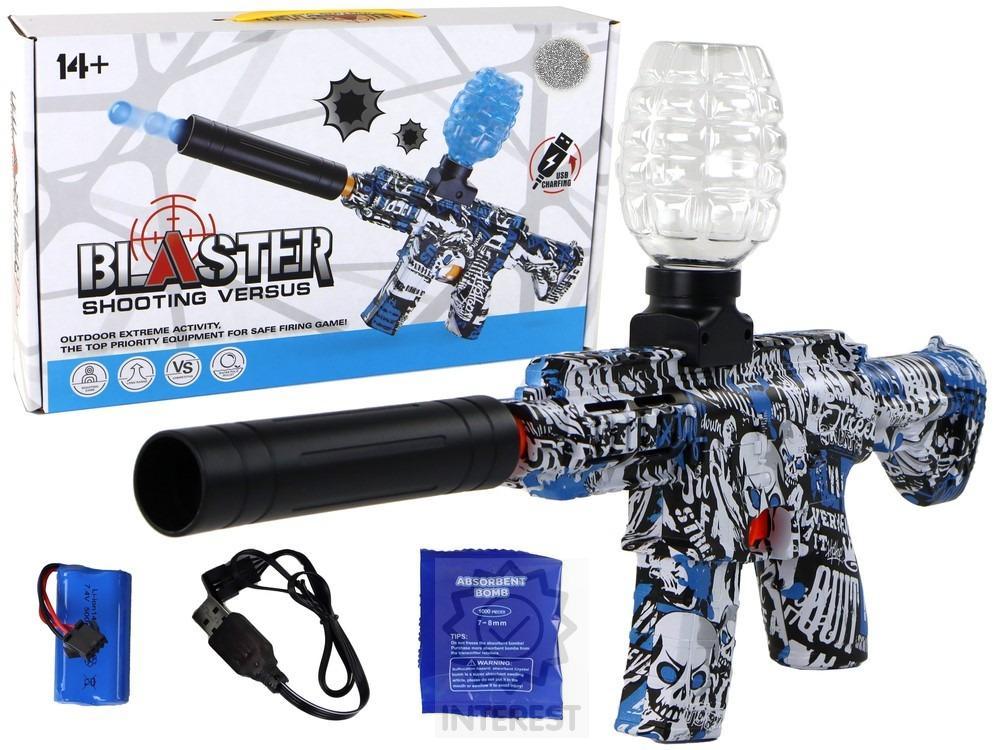 Automatická pistol (samopal) na gelové vodní kuličky s tlumičem a nábo