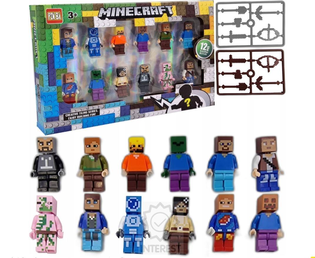 VELKA SADA FIGUREK MINECRAFT 12KS + PŘÍSLUŠENSTVÍ PRO LEGO