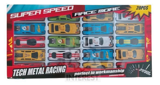 Sada 20 kusů ZÁVODNÍCH autíček SUPER SPEED