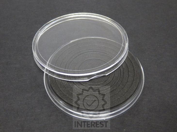Kapsle (pouzdro) na mince, vnitřní průměr 46 mm + černá výplň