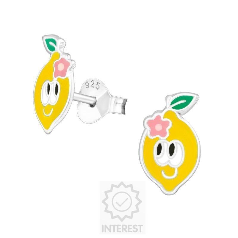 Stříbrné barevné puzetové náušnice CITRON.
