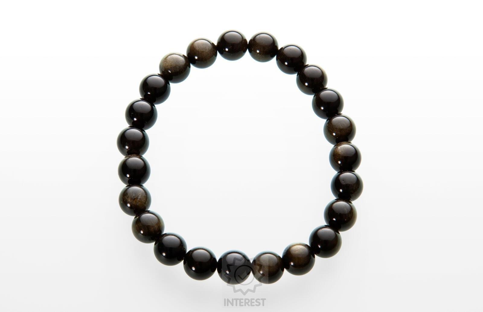 Náramek - Pánský - Obsidián zlatý 10 mm.