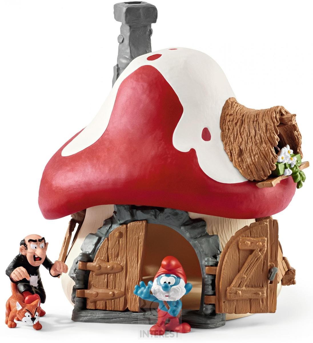 Schleich - Šmoulí chaloupka se 2 figurkami Gargamela a taťky Šmouly..